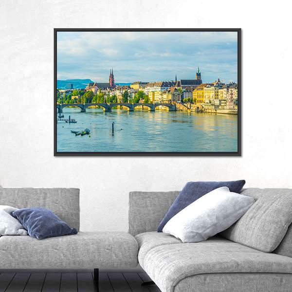 Saint Martin Church In Switzerland Canvas Wall Art-3 Horizontal-Gallery Wrap-25" x 16"-Tiaracle