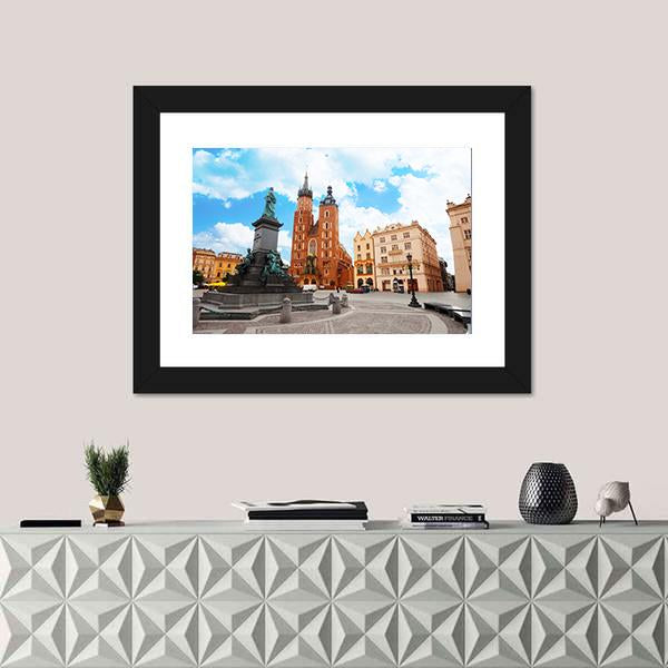Saint Mary's Basilica In Krakow Poland Canvas Wall Art-1 Piece-Framed Print-20" x 16"-Tiaracle