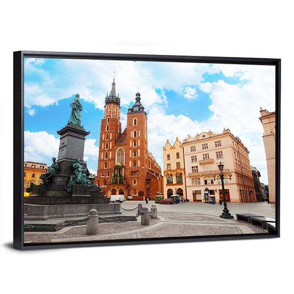 Saint Mary's Basilica In Krakow Poland Canvas Wall Art-3 Horizontal-Gallery Wrap-25" x 16"-Tiaracle