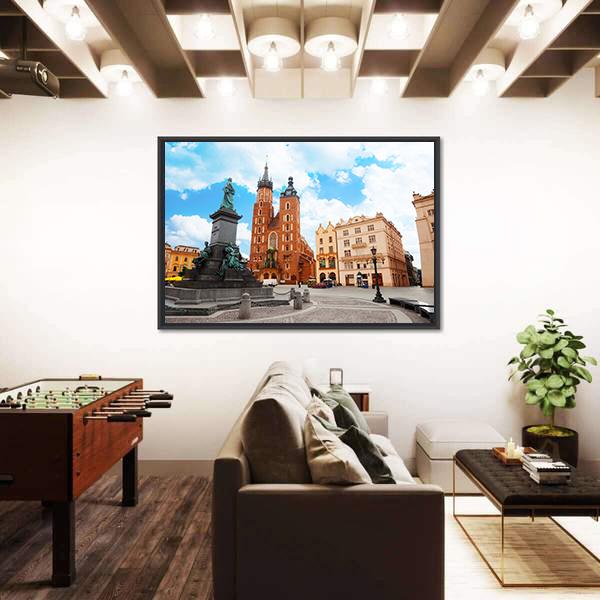 Saint Mary's Basilica In Krakow Poland Canvas Wall Art-3 Horizontal-Gallery Wrap-25" x 16"-Tiaracle