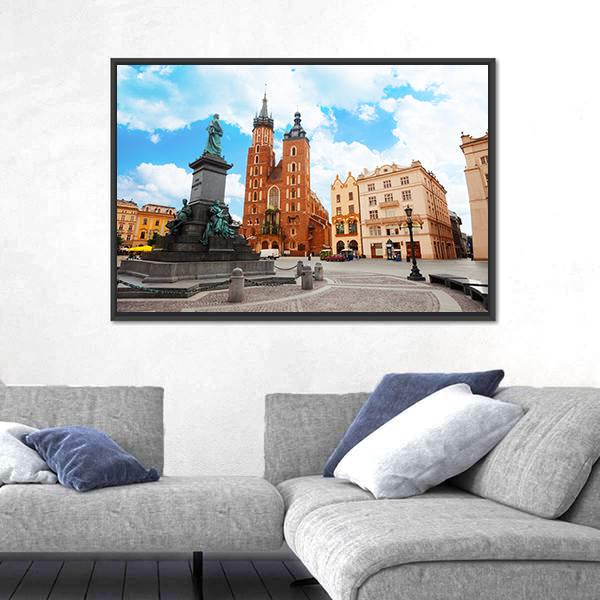 Saint Mary's Basilica In Krakow Poland Canvas Wall Art-3 Horizontal-Gallery Wrap-25" x 16"-Tiaracle