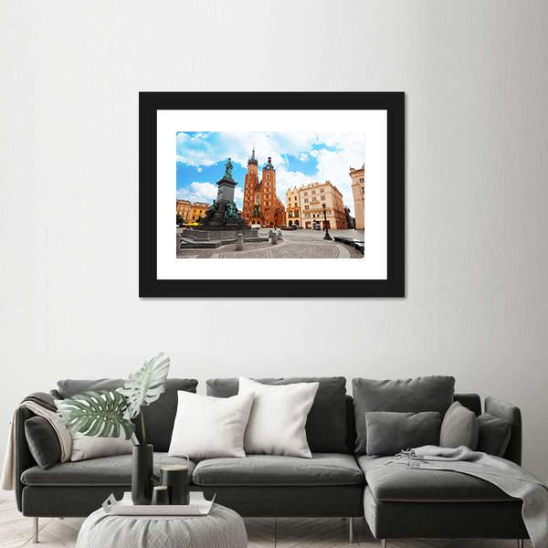 Saint Mary's Basilica In Krakow Poland Canvas Wall Art-3 Horizontal-Gallery Wrap-25" x 16"-Tiaracle
