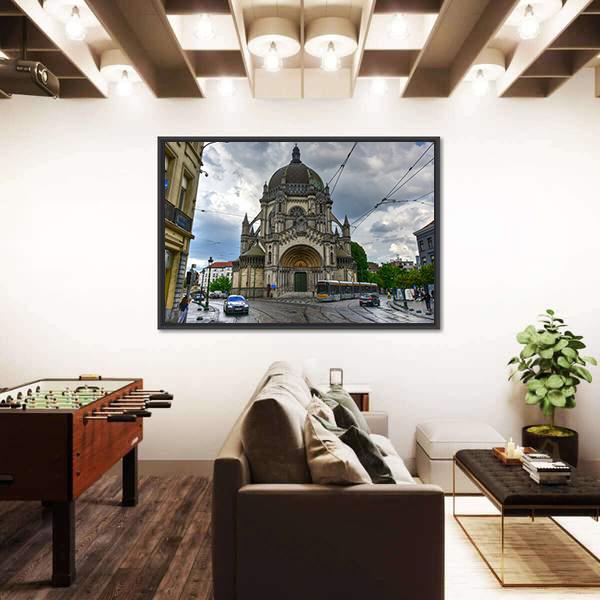 Saint Mary’s Royal Church In Brussels Canvas Wall Art-5 Horizontal-Gallery Wrap-22" x 12"-Tiaracle