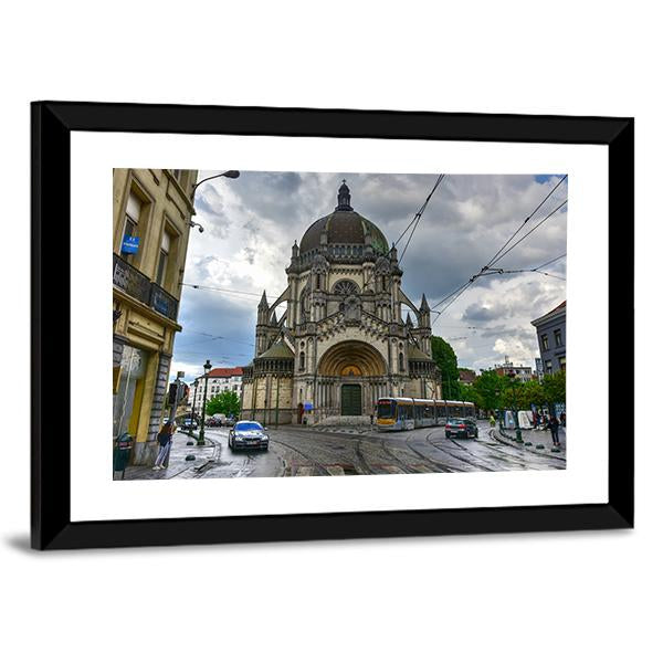 Saint Mary’s Royal Church In Brussels Canvas Wall Art-5 Horizontal-Gallery Wrap-22" x 12"-Tiaracle