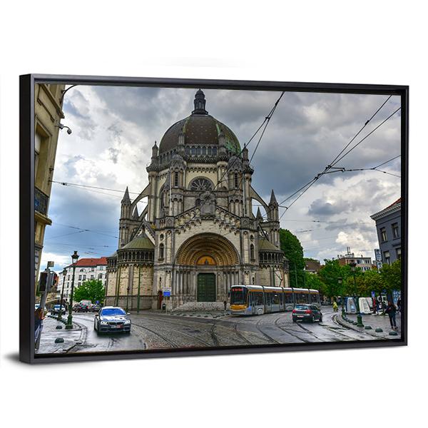 Saint Mary’s Royal Church In Brussels Canvas Wall Art-5 Horizontal-Gallery Wrap-22" x 12"-Tiaracle