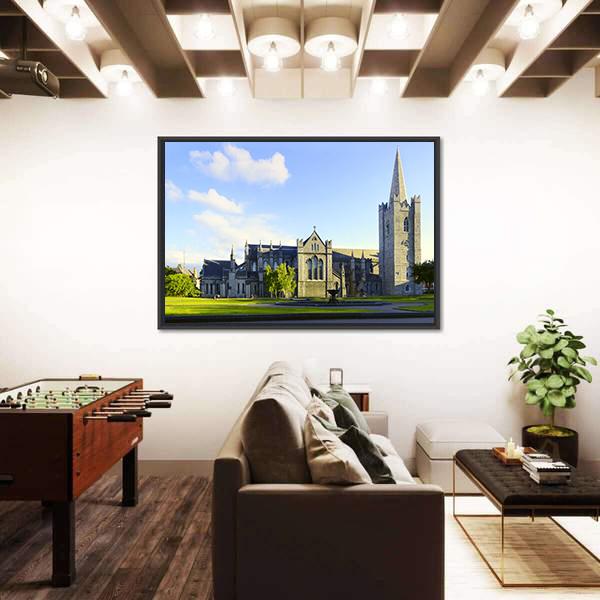Saint Patrick Cathedral In Dublin Canvas Wall Art-3 Horizontal-Gallery Wrap-25" x 16"-Tiaracle