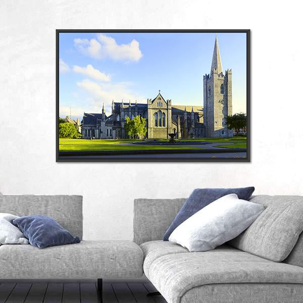 Saint Patrick Cathedral In Dublin Canvas Wall Art-3 Horizontal-Gallery Wrap-25" x 16"-Tiaracle