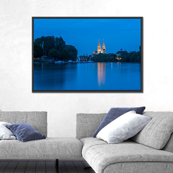 Saint Peter Cathedral At Blue Hour Canvas Wall Art-3 Horizontal-Gallery Wrap-25" x 16"-Tiaracle