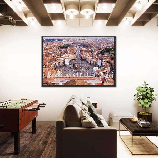 Saint Peter's Square In Vatican Canvas Wall Art-5 Horizontal-Gallery Wrap-22" x 12"-Tiaracle