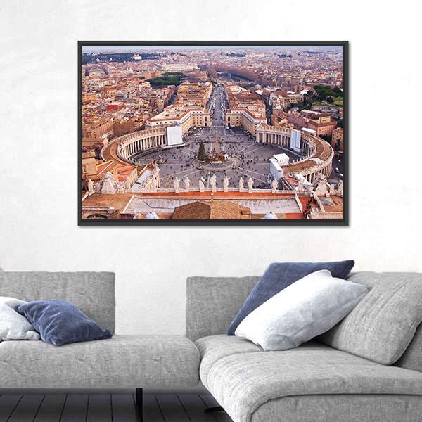Saint Peter's Square In Vatican Canvas Wall Art-5 Horizontal-Gallery Wrap-22" x 12"-Tiaracle