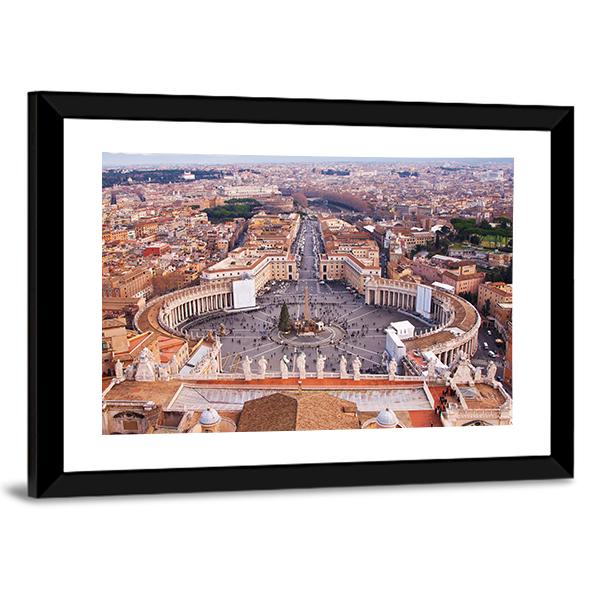 Saint Peter's Square In Vatican Canvas Wall Art-5 Horizontal-Gallery Wrap-22" x 12"-Tiaracle