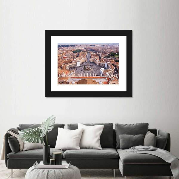 Saint Peter's Square In Vatican Canvas Wall Art-5 Horizontal-Gallery Wrap-22" x 12"-Tiaracle