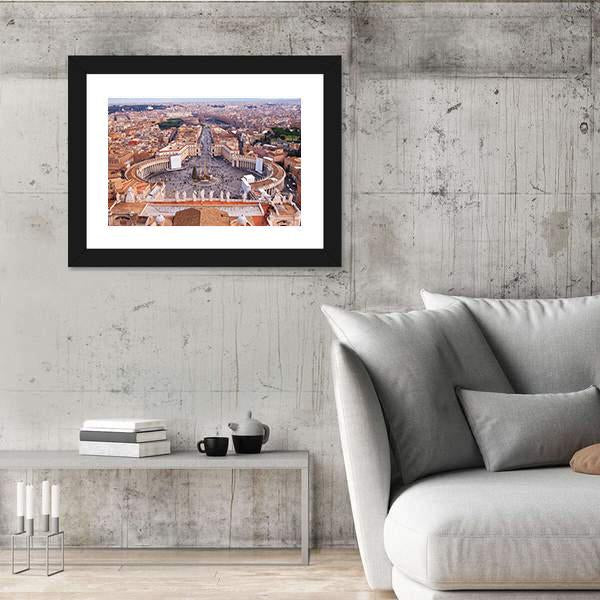 Saint Peter's Square In Vatican Canvas Wall Art-5 Horizontal-Gallery Wrap-22" x 12"-Tiaracle
