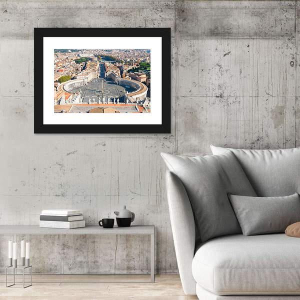 Saint Peter's Square In Vatican Canvas Wall Art-5 Horizontal-Gallery Wrap-22" x 12"-Tiaracle