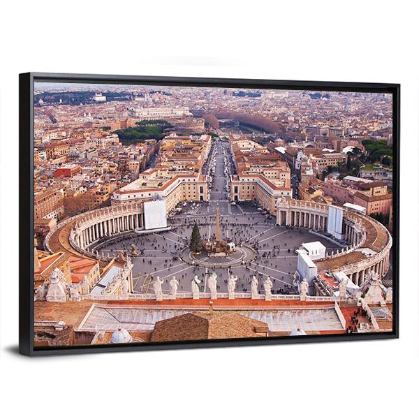 Saint Peter's Square In Vatican Canvas Wall Art-5 Horizontal-Gallery Wrap-22" x 12"-Tiaracle