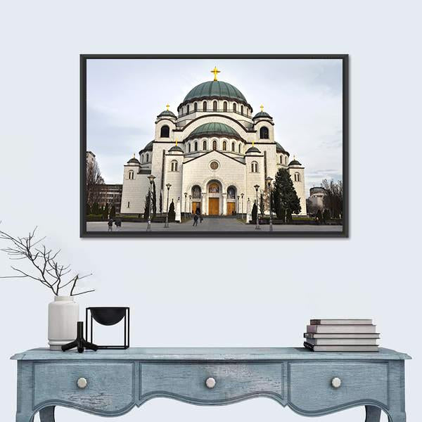 Saint Sava Church Canvas Wall Art-1 Piece-Floating Frame-36" x 24"-Tiaracle