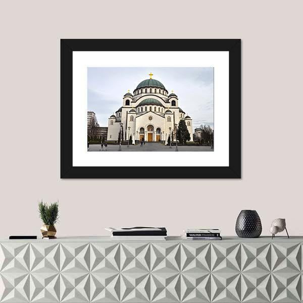 Saint Sava Church Canvas Wall Art-1 Piece-Framed Print-42" x 14"-Tiaracle