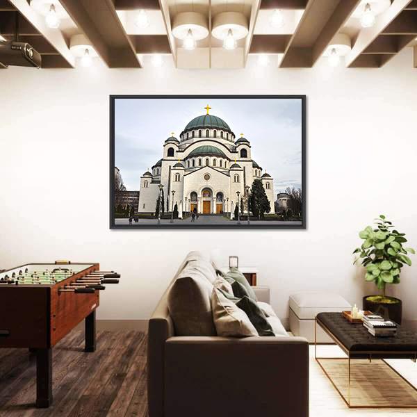 Saint Sava Church Canvas Wall Art-5 Horizontal-Gallery Wrap-22" x 12"-Tiaracle