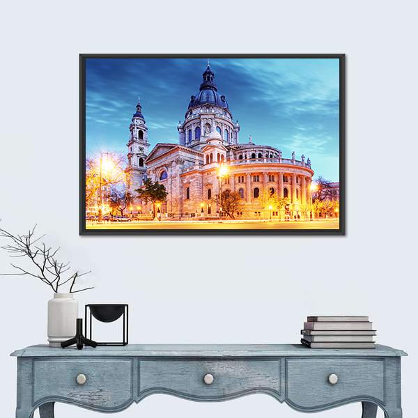 Saint Stephen Basilica In Budapest Canvas Wall Art-1 Piece-Floating Frame-24" x 16"-Tiaracle