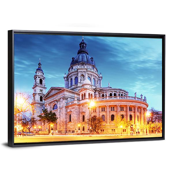 Saint Stephen Basilica In Budapest Canvas Wall Art-3 Horizontal-Gallery Wrap-25" x 16"-Tiaracle