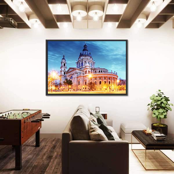 Saint Stephen Basilica In Budapest Canvas Wall Art-3 Horizontal-Gallery Wrap-25" x 16"-Tiaracle