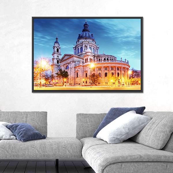 Saint Stephen Basilica In Budapest Canvas Wall Art-3 Horizontal-Gallery Wrap-25" x 16"-Tiaracle