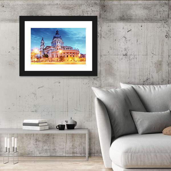 Saint Stephen Basilica In Budapest Canvas Wall Art-3 Horizontal-Gallery Wrap-25" x 16"-Tiaracle