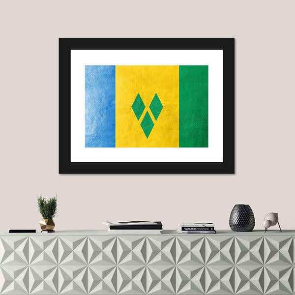 Saint Vincent And The Grenadines Flag Canvas Wall Art-1 Piece-Framed Print-20" x 16"-Tiaracle