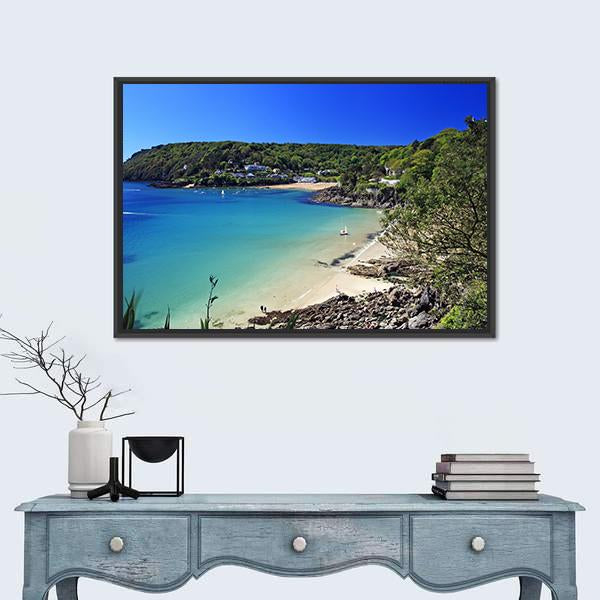 Salcombe Ria In South Devon Canvas Wall Art-1 Piece-Floating Frame-24" x 16"-Tiaracle