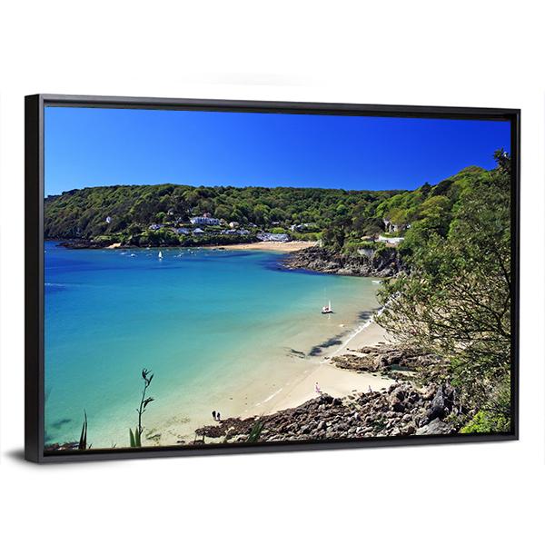 Salcombe Ria In South Devon Canvas Wall Art-3 Horizontal-Gallery Wrap-25" x 16"-Tiaracle