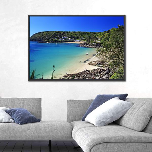 Salcombe Ria In South Devon Canvas Wall Art-3 Horizontal-Gallery Wrap-25" x 16"-Tiaracle