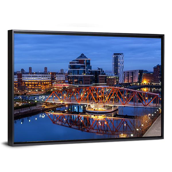 Salford Quays Skyline Canvas Wall Art-3 Horizontal-Gallery Wrap-25" x 16"-Tiaracle