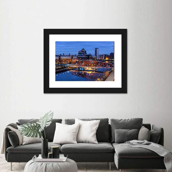 Salford Quays Skyline Canvas Wall Art-3 Horizontal-Gallery Wrap-25" x 16"-Tiaracle