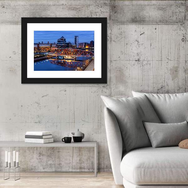 Salford Quays Skyline Canvas Wall Art-3 Horizontal-Gallery Wrap-25" x 16"-Tiaracle