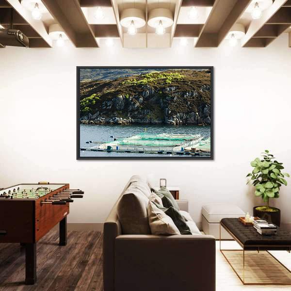 Salmon Farm Loch A Chairn Bhain Canvas Wall Art-3 Horizontal-Gallery Wrap-25" x 16"-Tiaracle