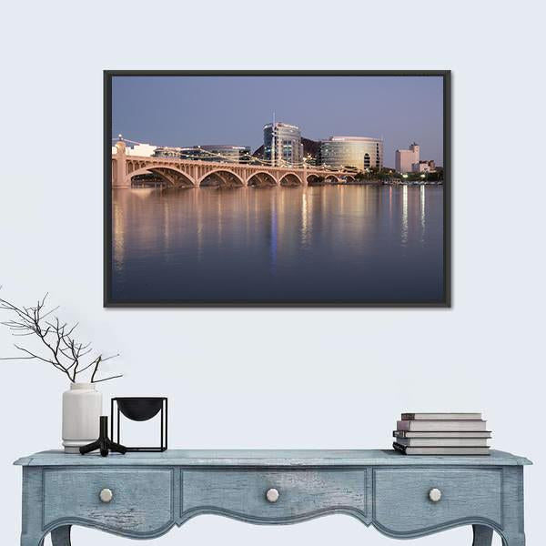Salt River At Tempe Town Lake Canvas Wall Art-1 Piece-Floating Frame-24" x 16"-Tiaracle