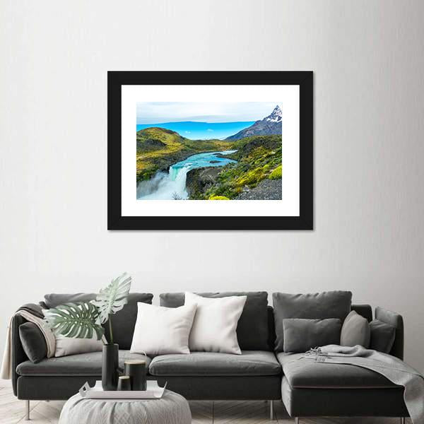 Salto Grande waterfall In Chile Canvas Wall Art-1 Piece-Framed Print-42" x 14"-Tiaracle