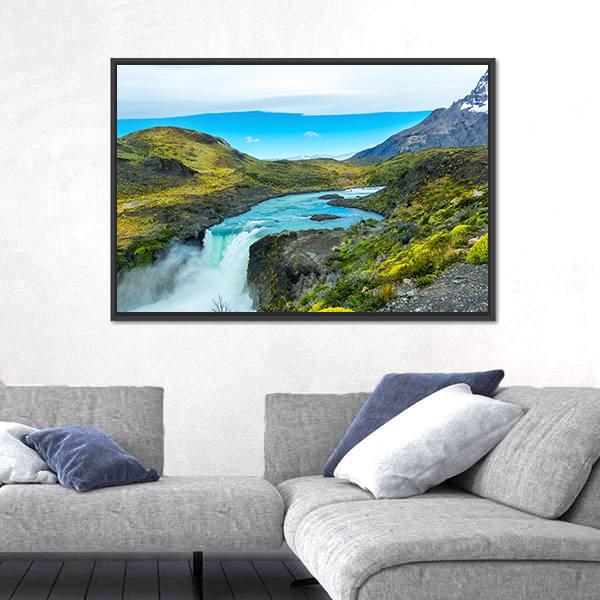 Salto Grande waterfall In Chile Canvas Wall Art-3 Horizontal-Gallery Wrap-25" x 16"-Tiaracle