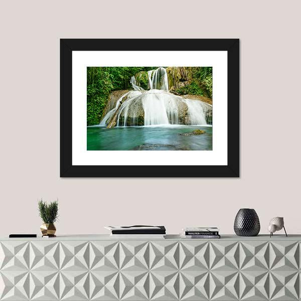 Saluopa Waterfall In Tentena Indonesia Canvas Wall Art-1 Piece-Framed Print-30" x 20"-Tiaracle
