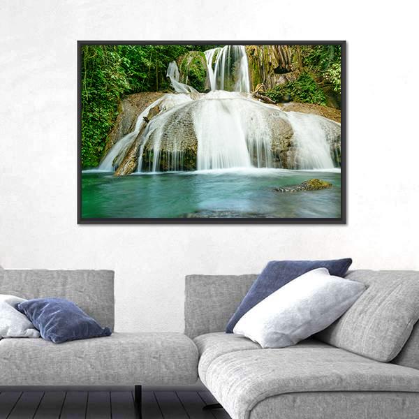 Saluopa Waterfall In Tentena Indonesia Canvas Wall Art-5 Horizontal-Gallery Wrap-22" x 12"-Tiaracle