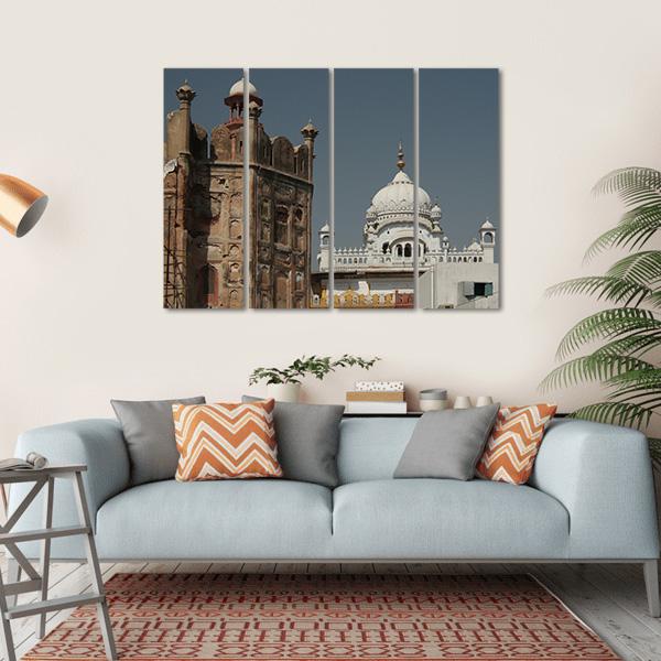 Samadhi Of Ranjit Singh And Lahore Fort Canvas Wall Art-4 Horizontal-Gallery Wrap-34" x 24"-Tiaracle