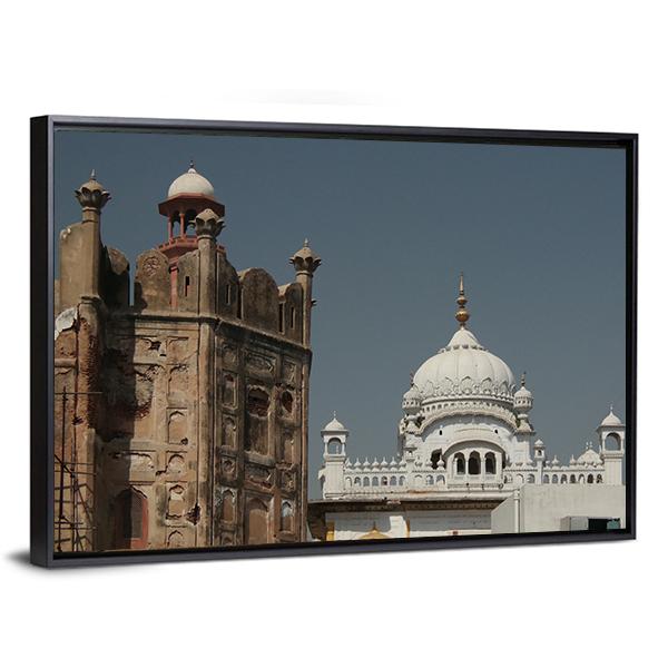 Samadhi Of Ranjit Singh And Lahore Fort Canvas Wall Art-3 Horizontal-Gallery Wrap-25" x 16"-Tiaracle