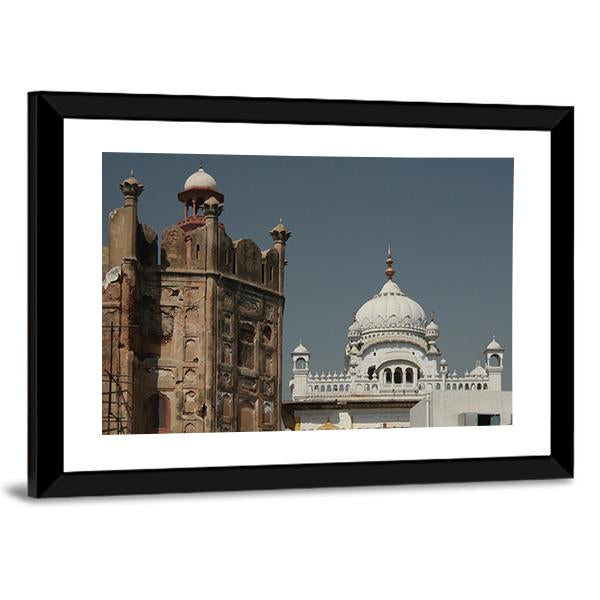 Samadhi Of Ranjit Singh And Lahore Fort Canvas Wall Art-3 Horizontal-Gallery Wrap-25" x 16"-Tiaracle