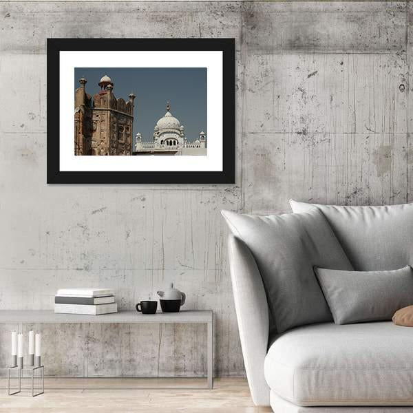 Samadhi Of Ranjit Singh And Lahore Fort Canvas Wall Art-3 Horizontal-Gallery Wrap-25" x 16"-Tiaracle