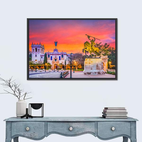 San Diego City In California At Dawn Canvas Wall Art-1 Piece-Floating Frame-24" x 16"-Tiaracle