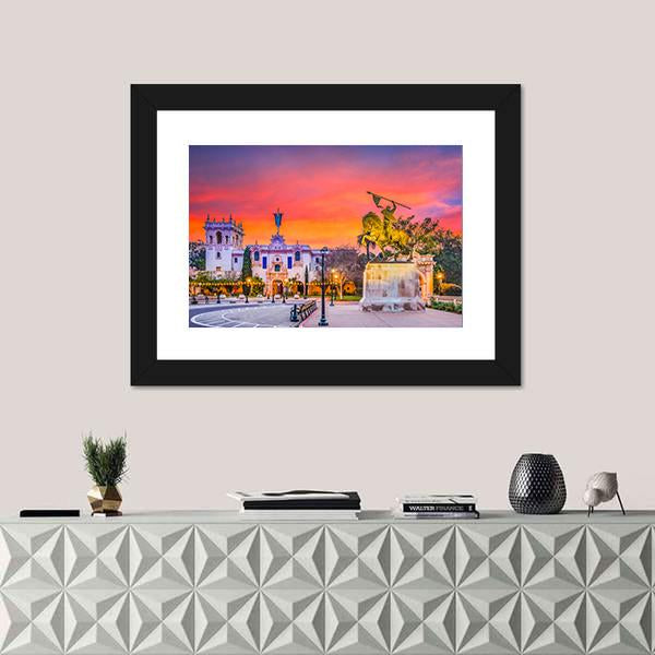 San Diego City In California At Dawn Canvas Wall Art-1 Piece-Framed Print-20" x 16"-Tiaracle