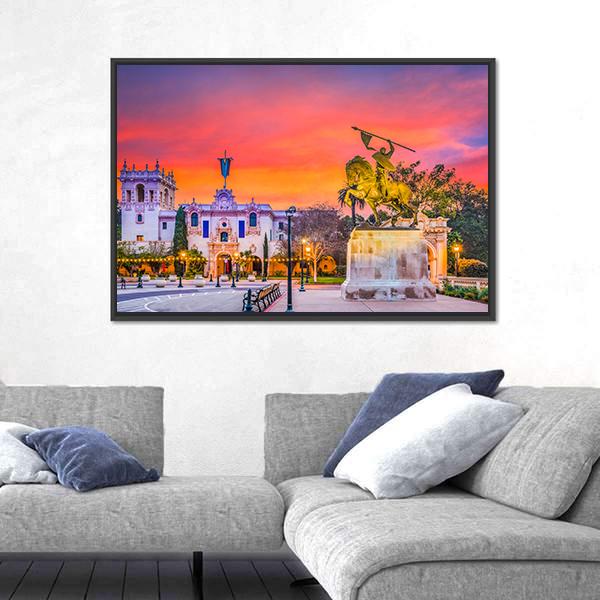 San Diego City In California At Dawn Canvas Wall Art-3 Horizontal-Gallery Wrap-25" x 16"-Tiaracle