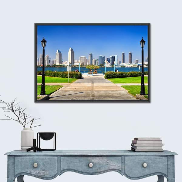 San Diego City View From The Park Canvas Wall Art-1 Piece-Floating Frame-24" x 16"-Tiaracle