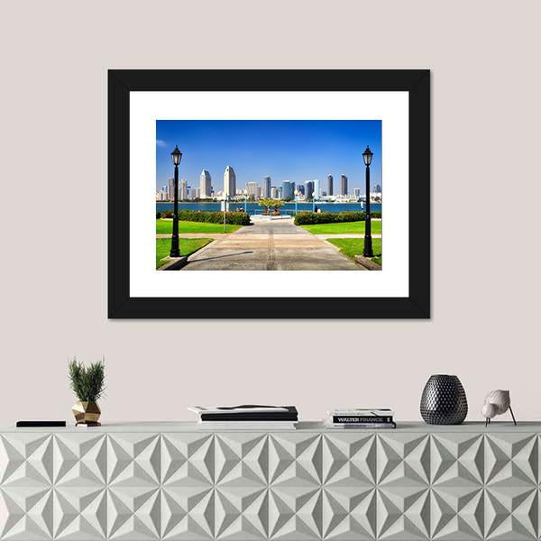 San Diego City View From The Park Canvas Wall Art-1 Piece-Framed Print-20" x 16"-Tiaracle