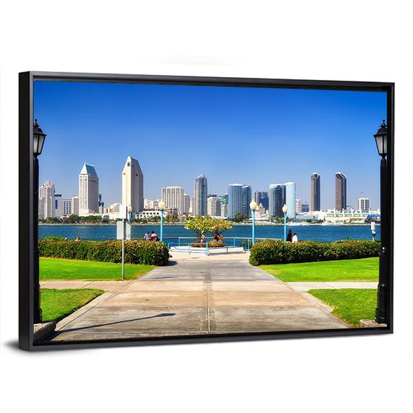 San Diego City View From The Park Canvas Wall Art-3 Horizontal-Gallery Wrap-25" x 16"-Tiaracle